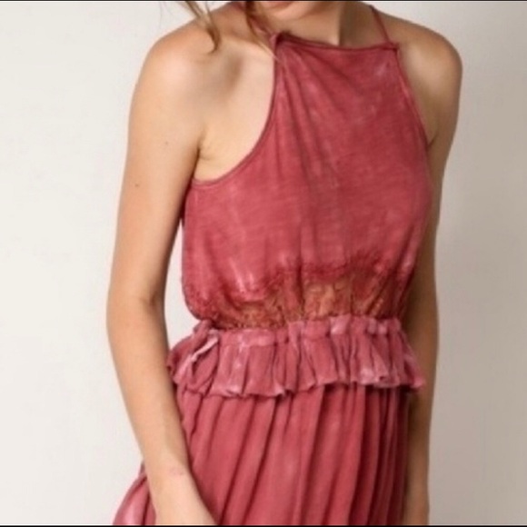 Mustard Seed Marina mineral wash dress cranberry S - Picture 2 of 7